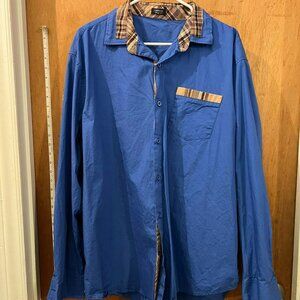 Size 3XL - Coofandy - Blue Long Sleeve Button-Down